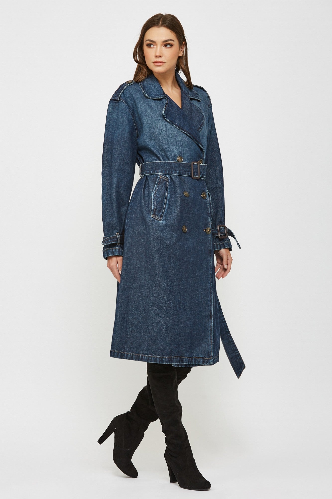 Dark Denim Trench Coat