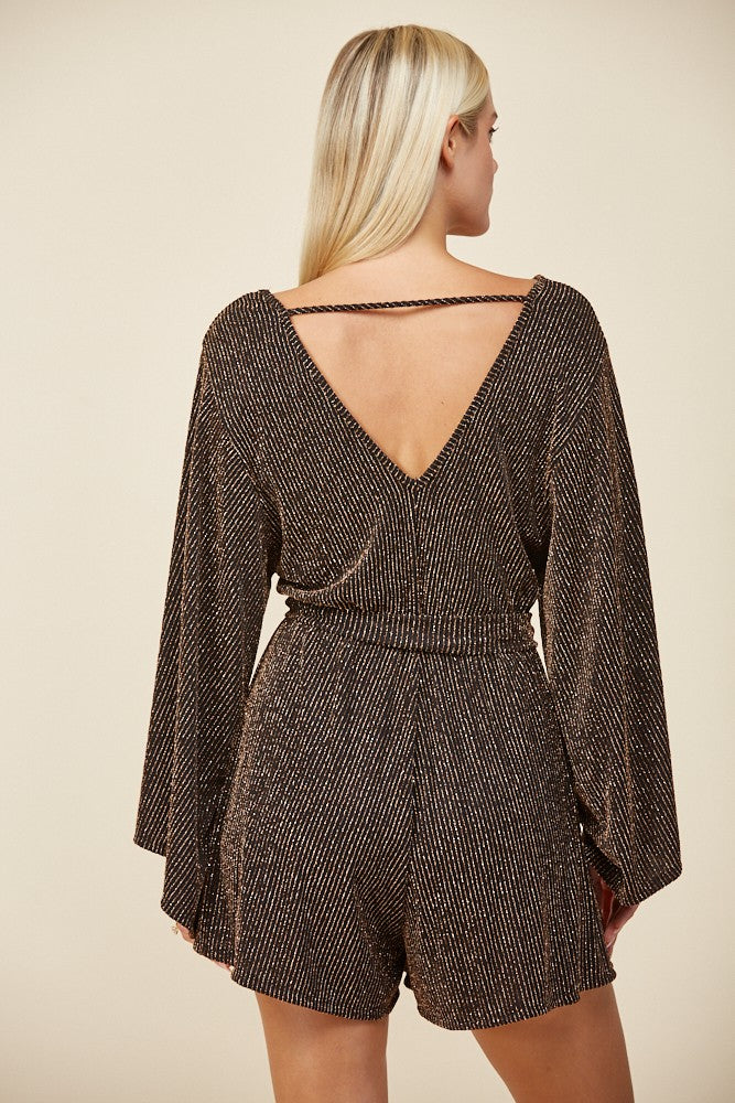 Gold Glitter Bell Sleeve Romper