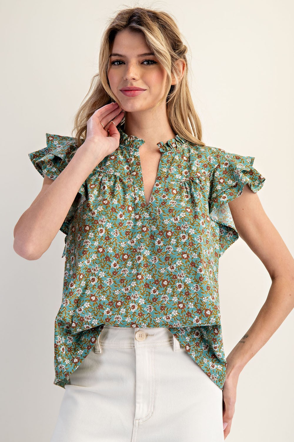 Floral Printed Ruffle Top