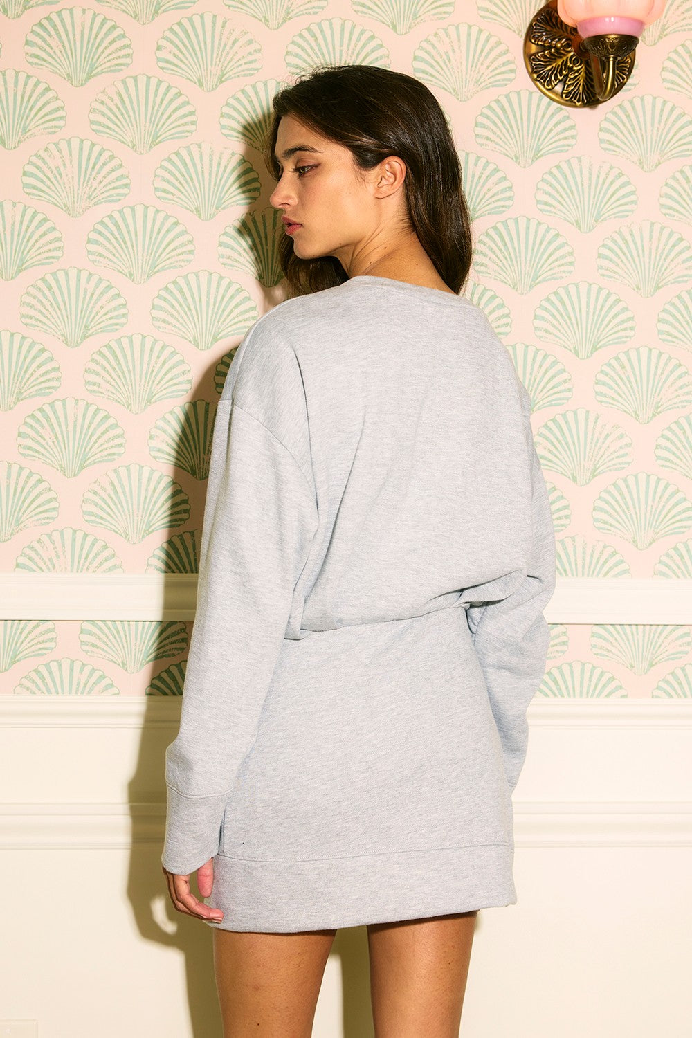 Asymmetric Hem Solid Terry Mini Dress