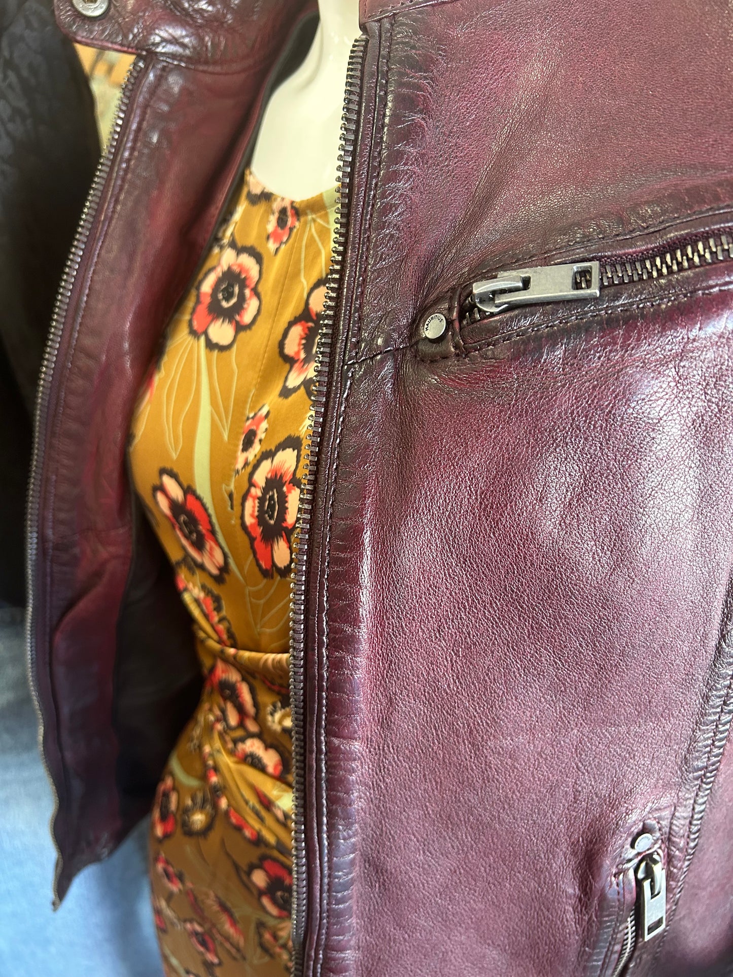 Dusty Red Lambskin Leather Jacket