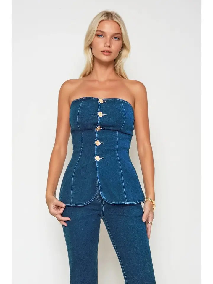 denim strapless top