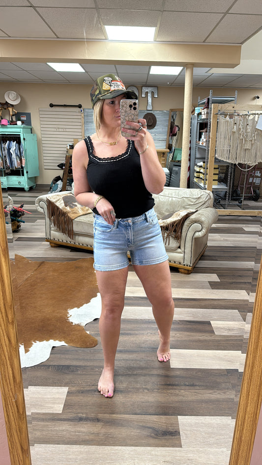 Low Rise Light Wash Shorts