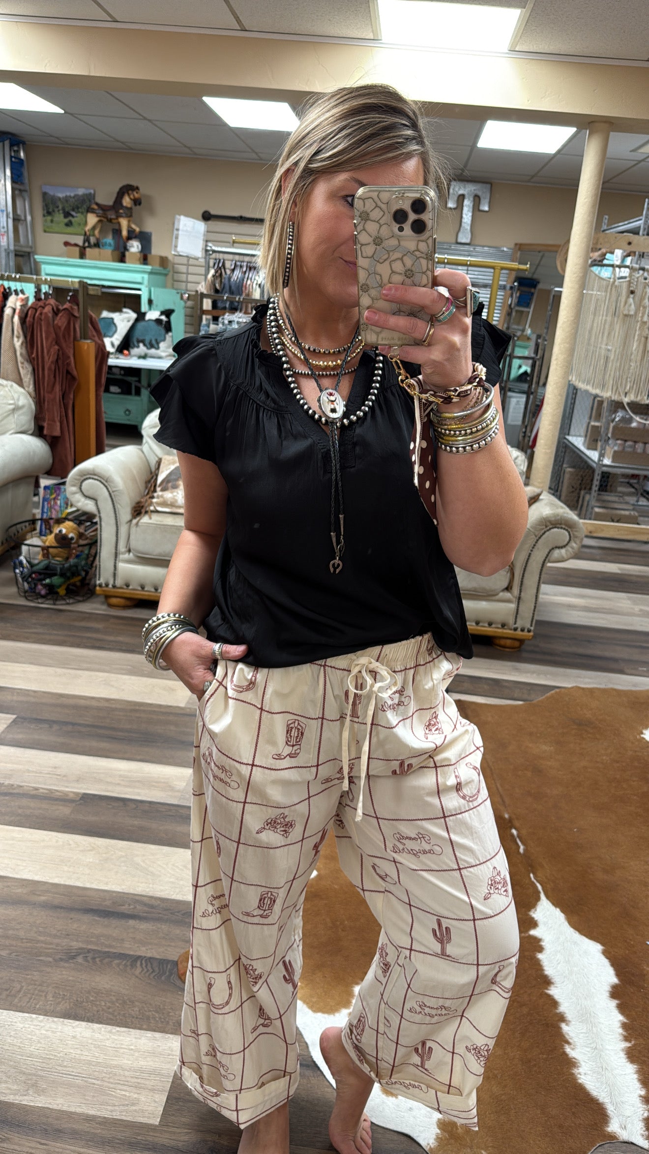 Black Flutter Sleeve Blouse