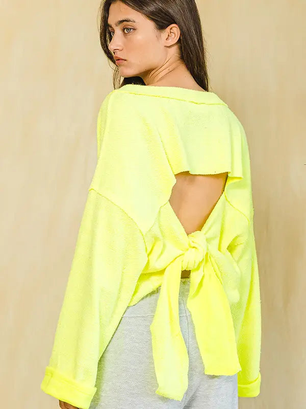 Cutout Back Adjustable Tie Pullover Crop Top