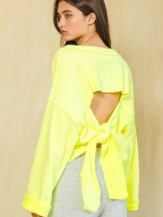 Cutout Back Adjustable Tie Pullover Crop Top