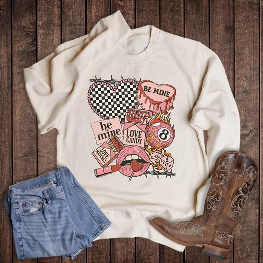 Valentine Western Be Mine Love Candy Sweatshirt