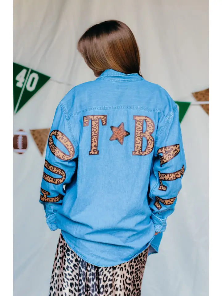 Football Leopard Denim Shirt