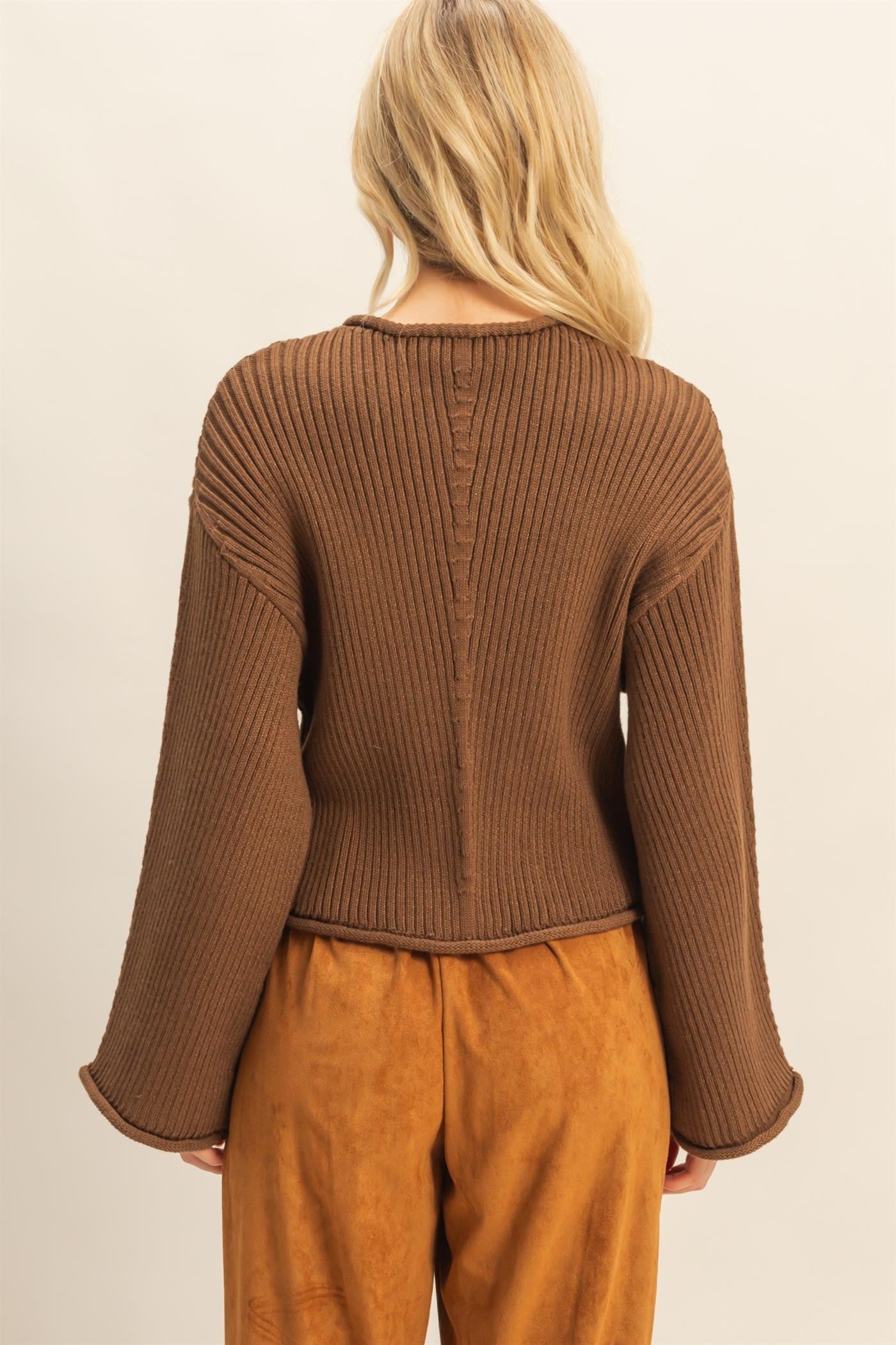 Long-sleeve Ribbed Sweater