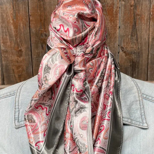 35X35" Pink & Grey Paisley Wild Rag/Scarf