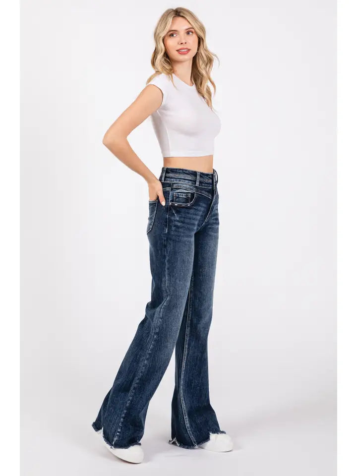 Petra High Rise Stretch Wide Leg Flare Jeans