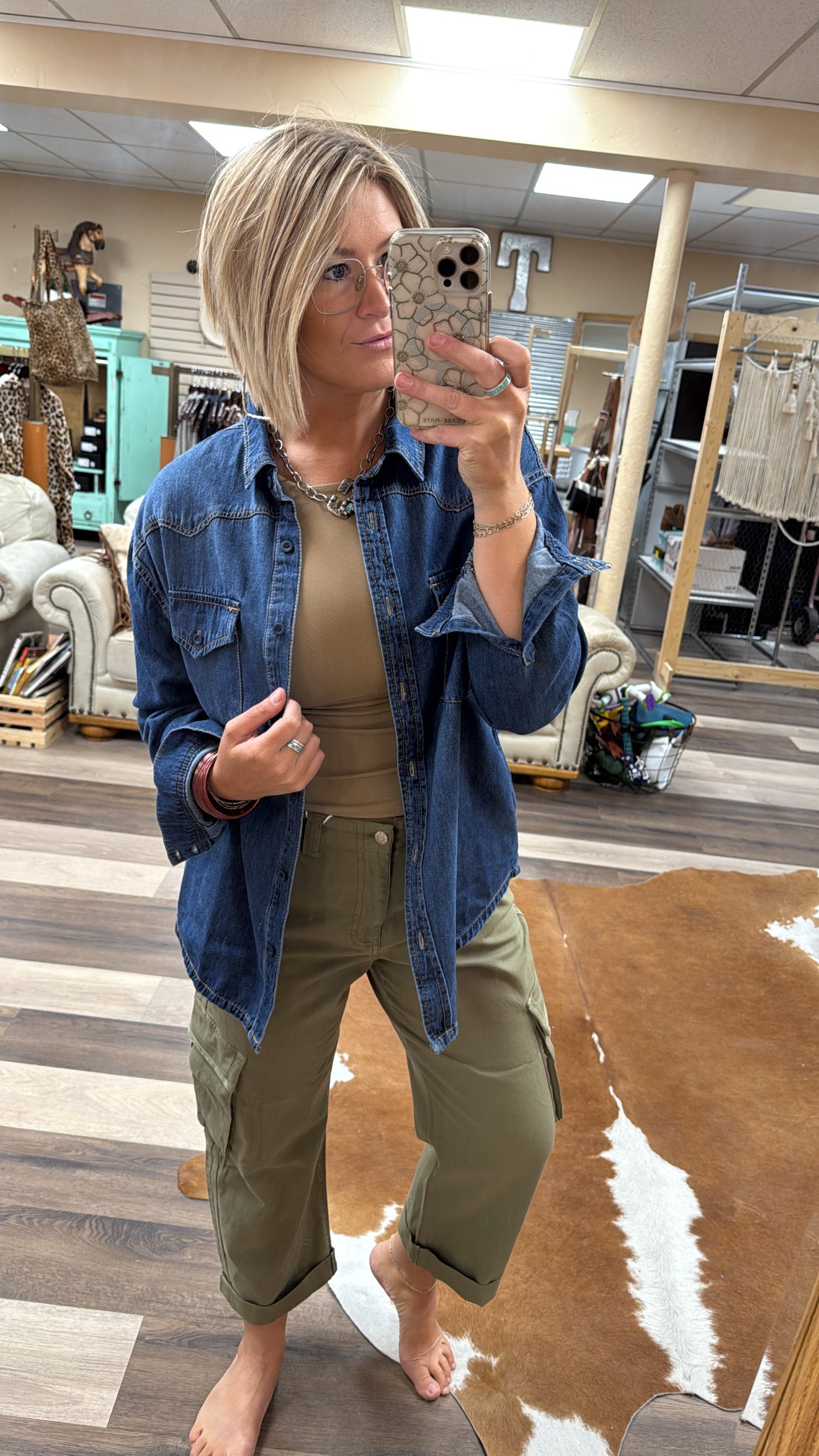 Western Yoke Relaxed Denim Shirt