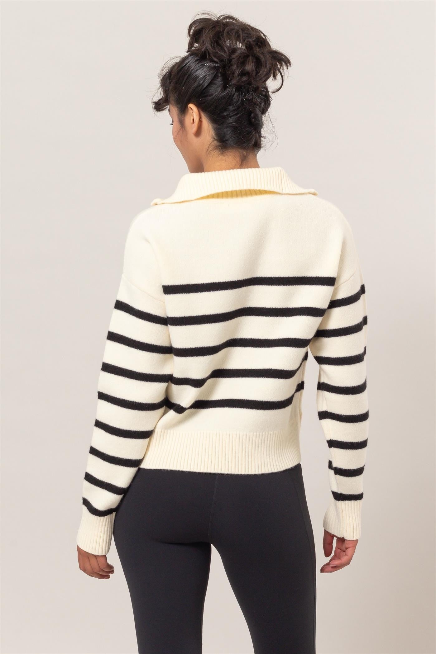 Drop Shoulder Half Zip Sweater