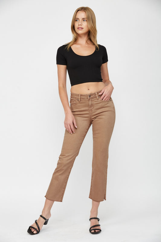 Mica Mid Rise Straight Slit Jeans