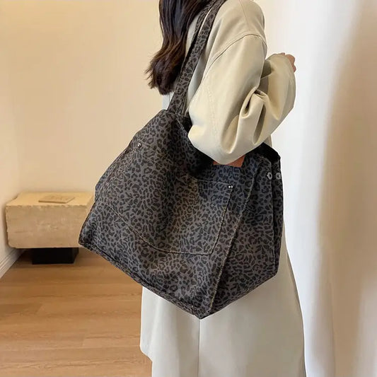 Leopard Print Shoulder Bag Large Capacity Tote Bag