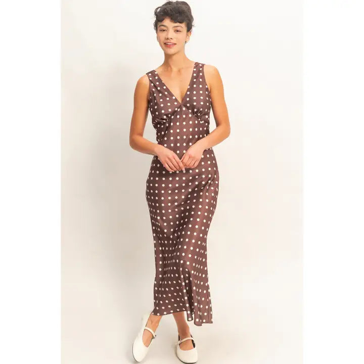Polka Dot Sleeveless Maxi Dress