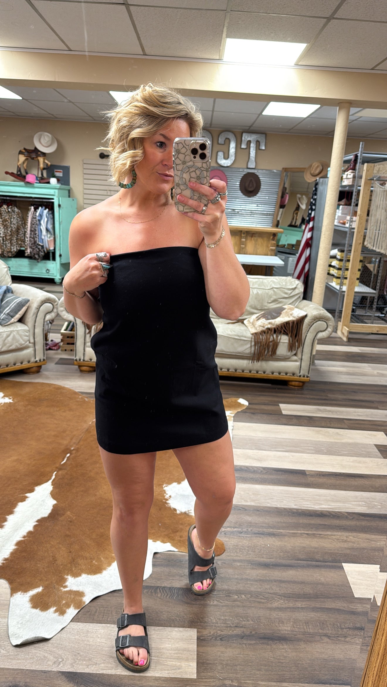 Washed Strapless Mini Dress
