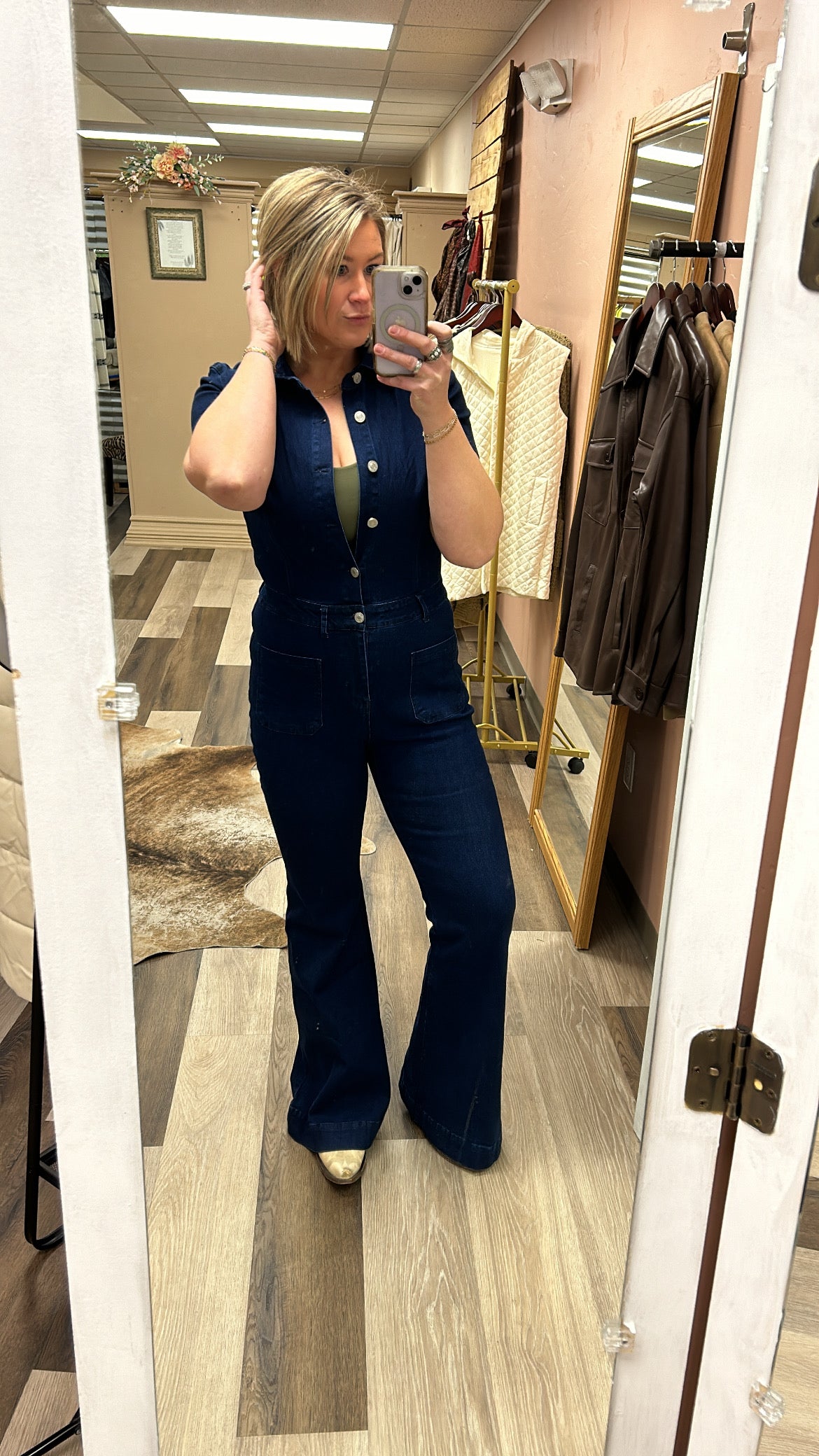 Collared Denim Jumpsuit