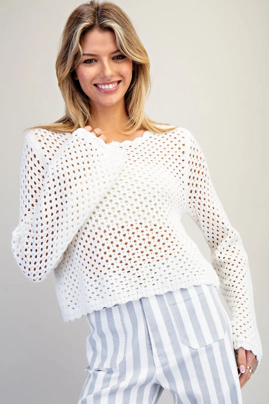 White Crochet Sweater