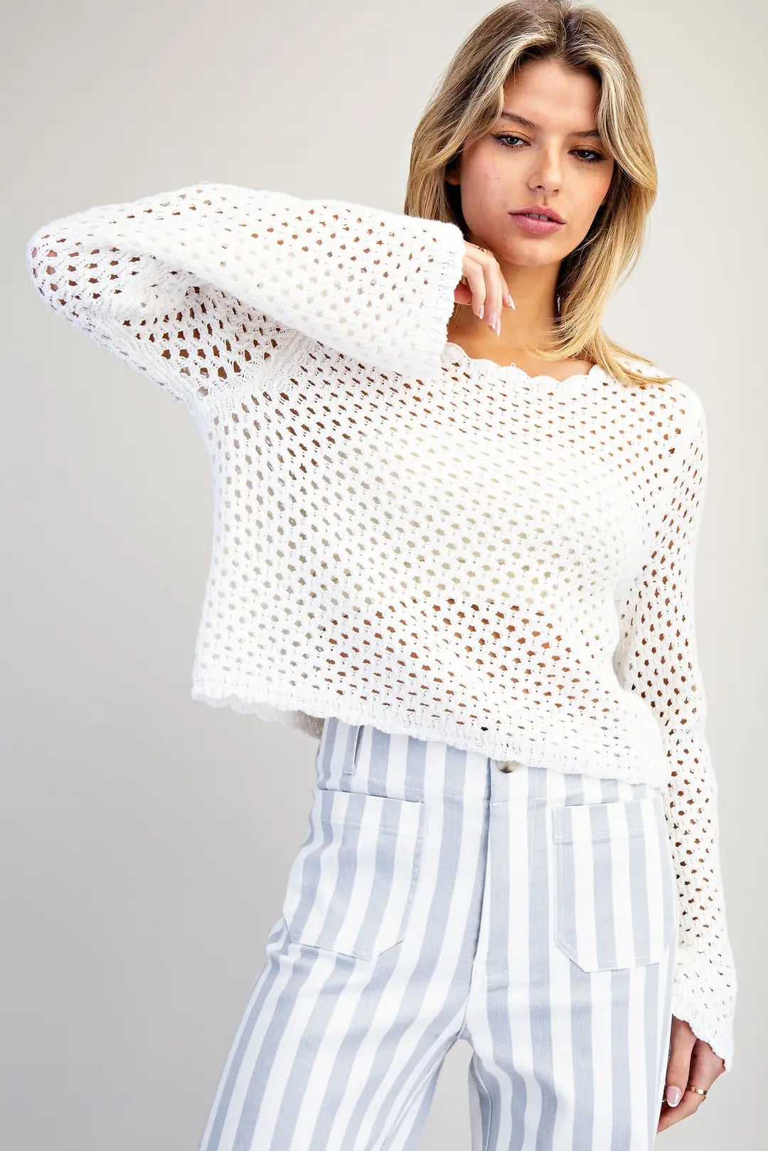 White Crochet Sweater