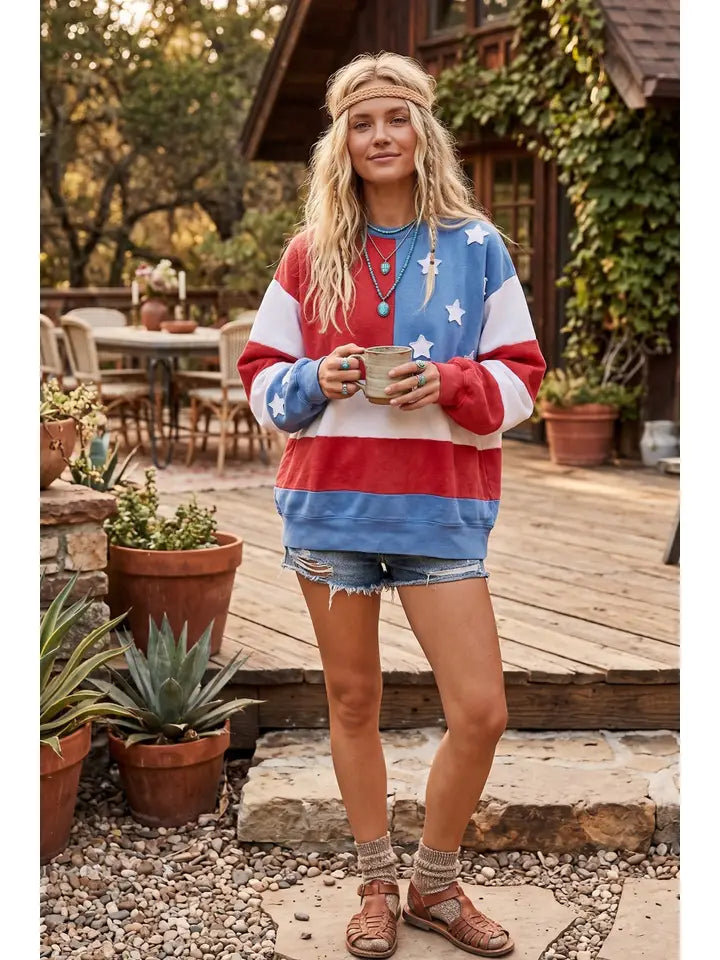 Mineral Washed Americana Flag Sweatshirt – The Cadillac Cowgirl