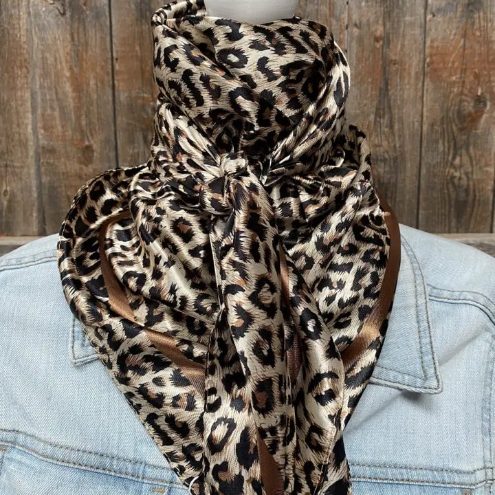 35X35" Tan Leopard Wild Rag/Scarf