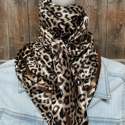 35X35" Tan Leopard Wild Rag/Scarf