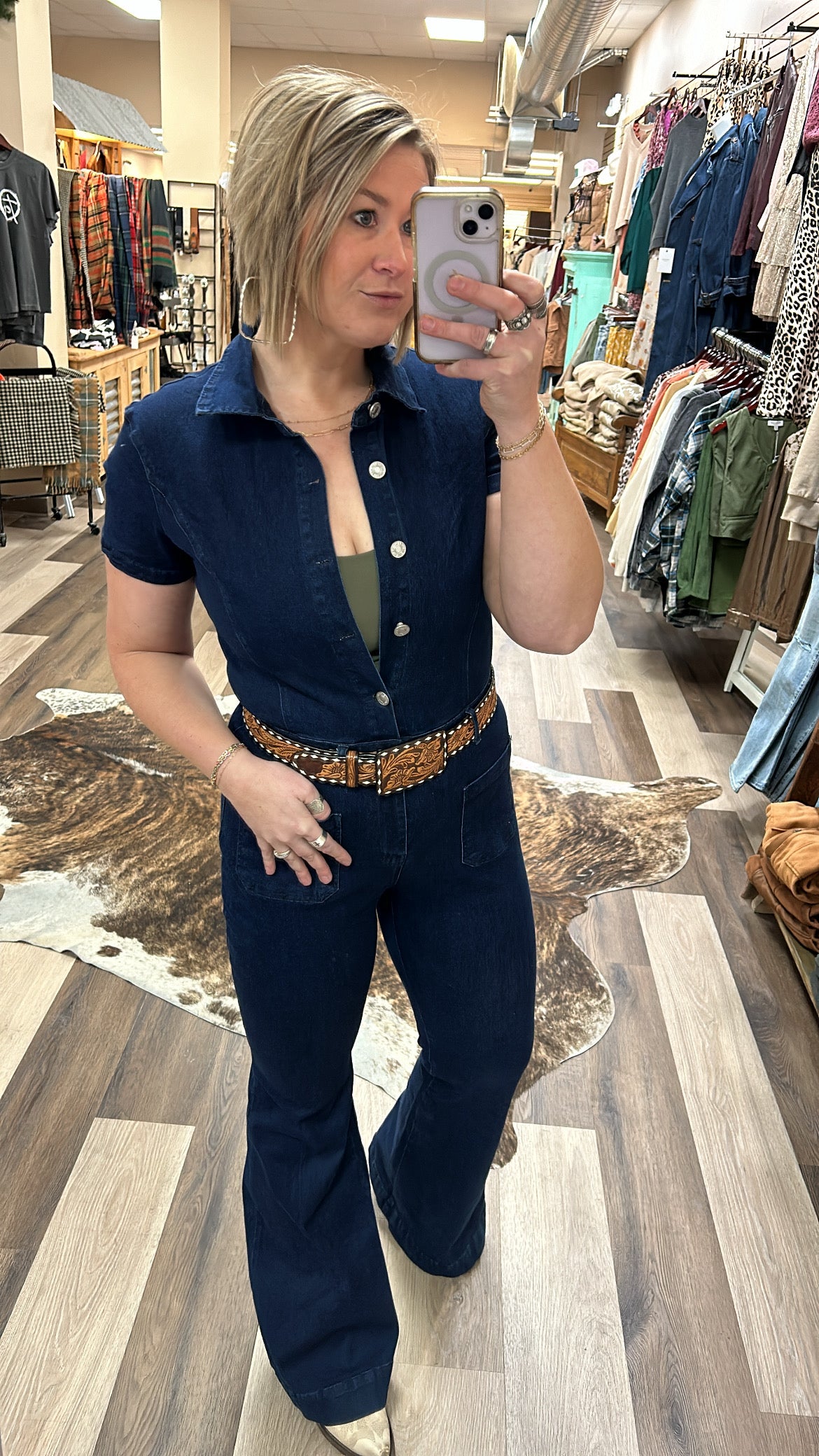 Collared Denim Jumpsuit