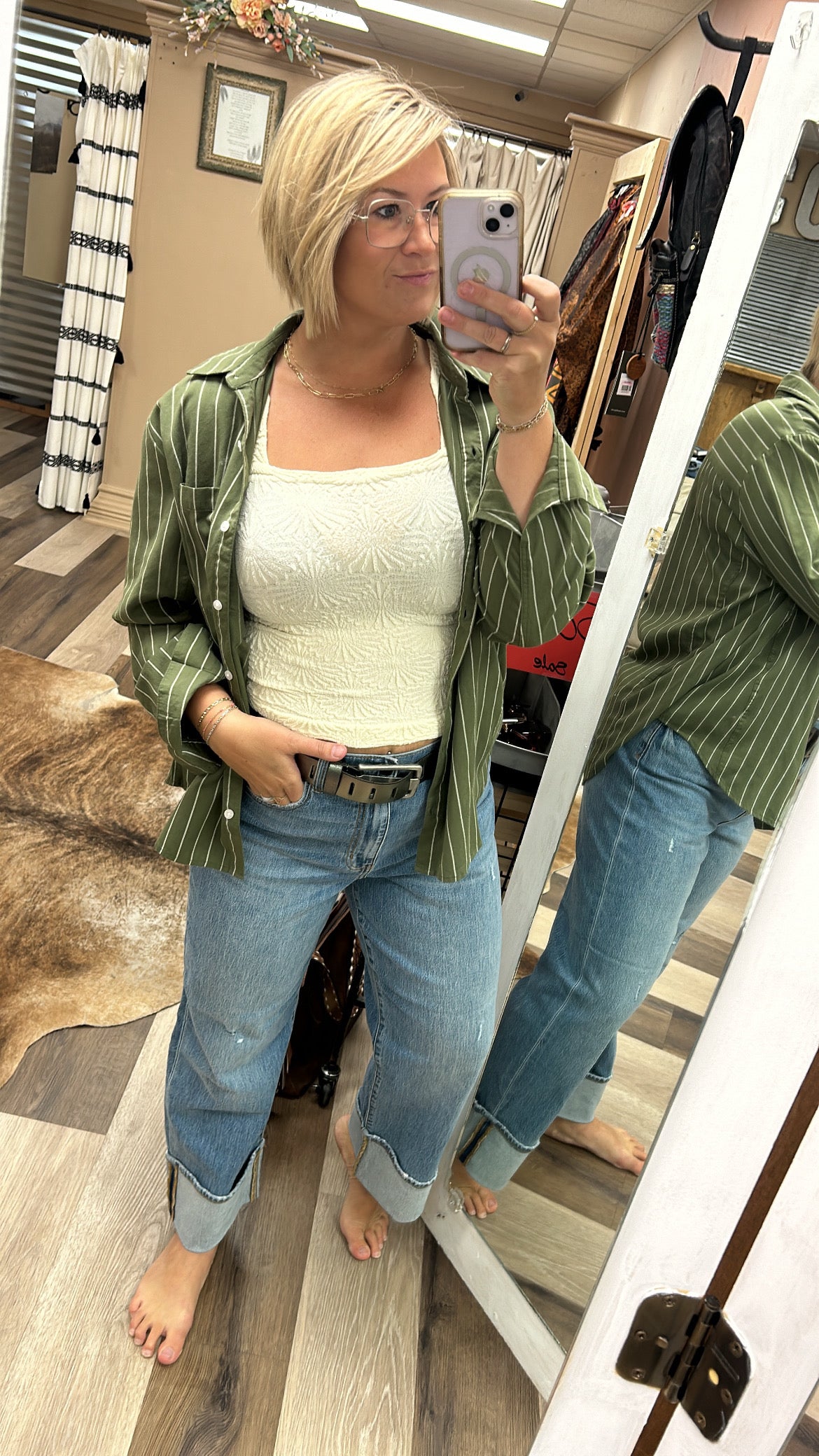 Daze Olive Boyfriend Shirt