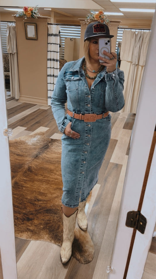 Denim long-sleeved Dress