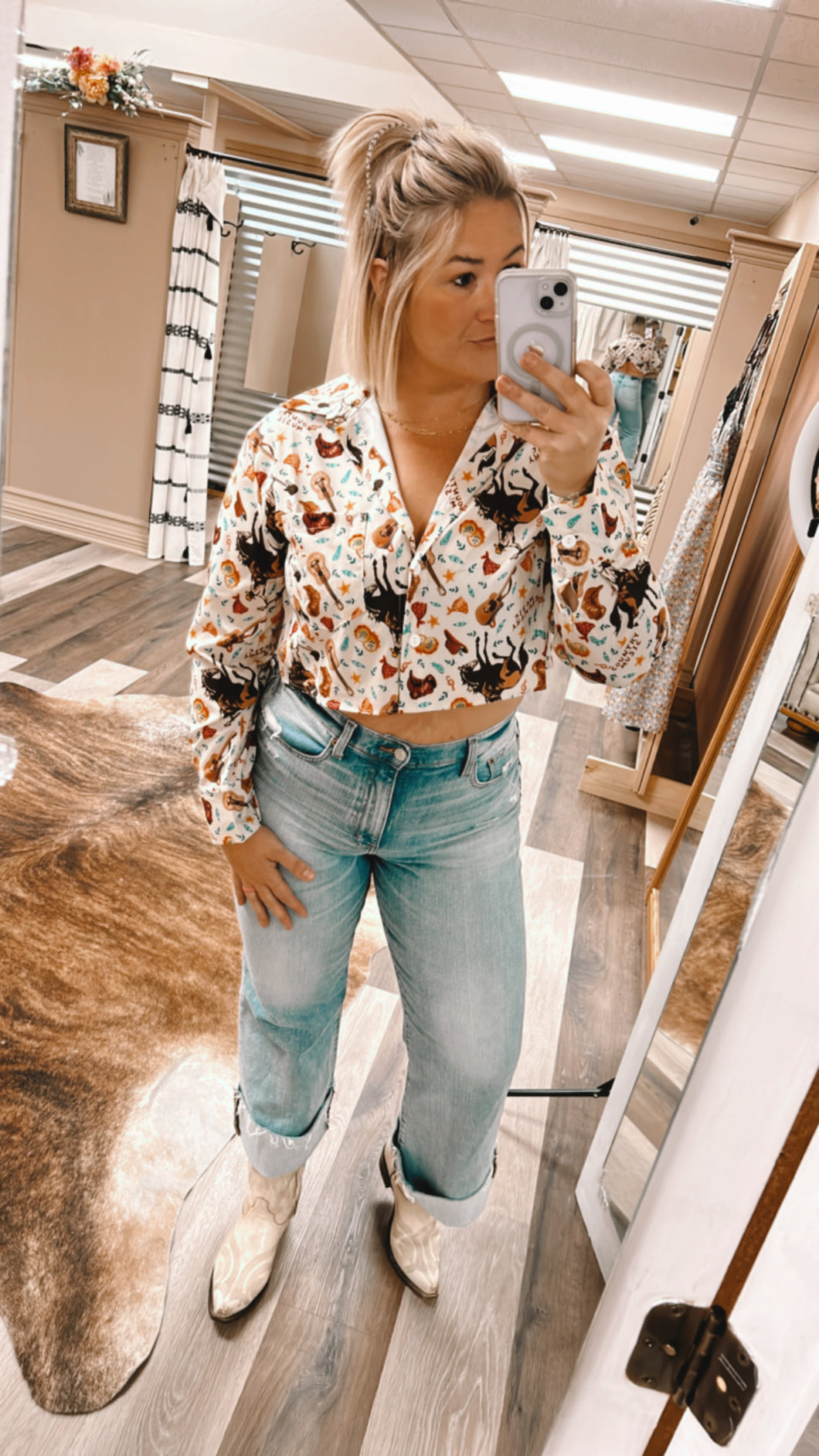 Country Music Cropped Button up