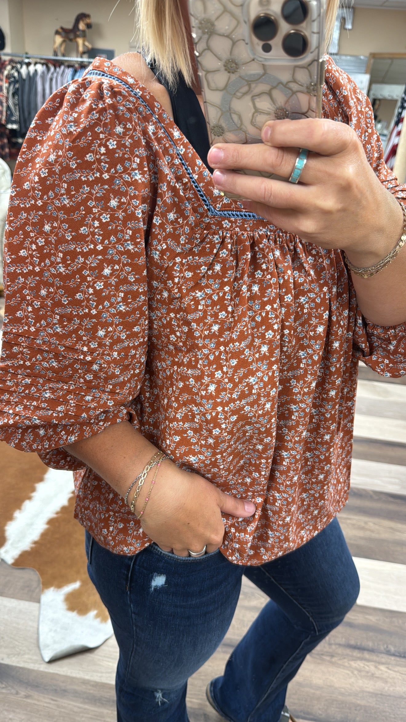 Floral Printed Square Neck Blouse