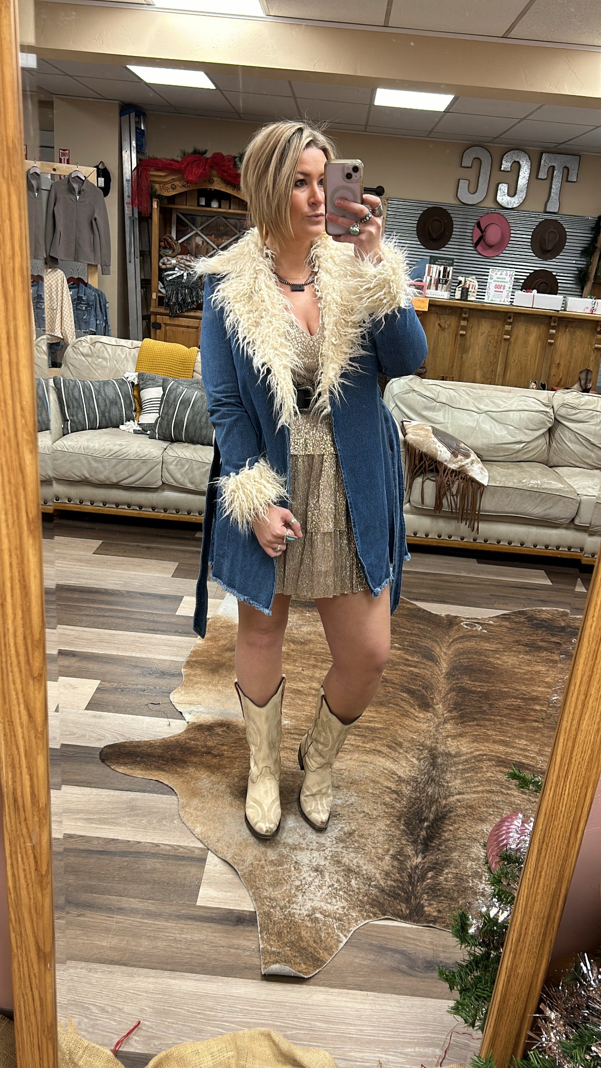 Retro Boho Denim Midi Coat