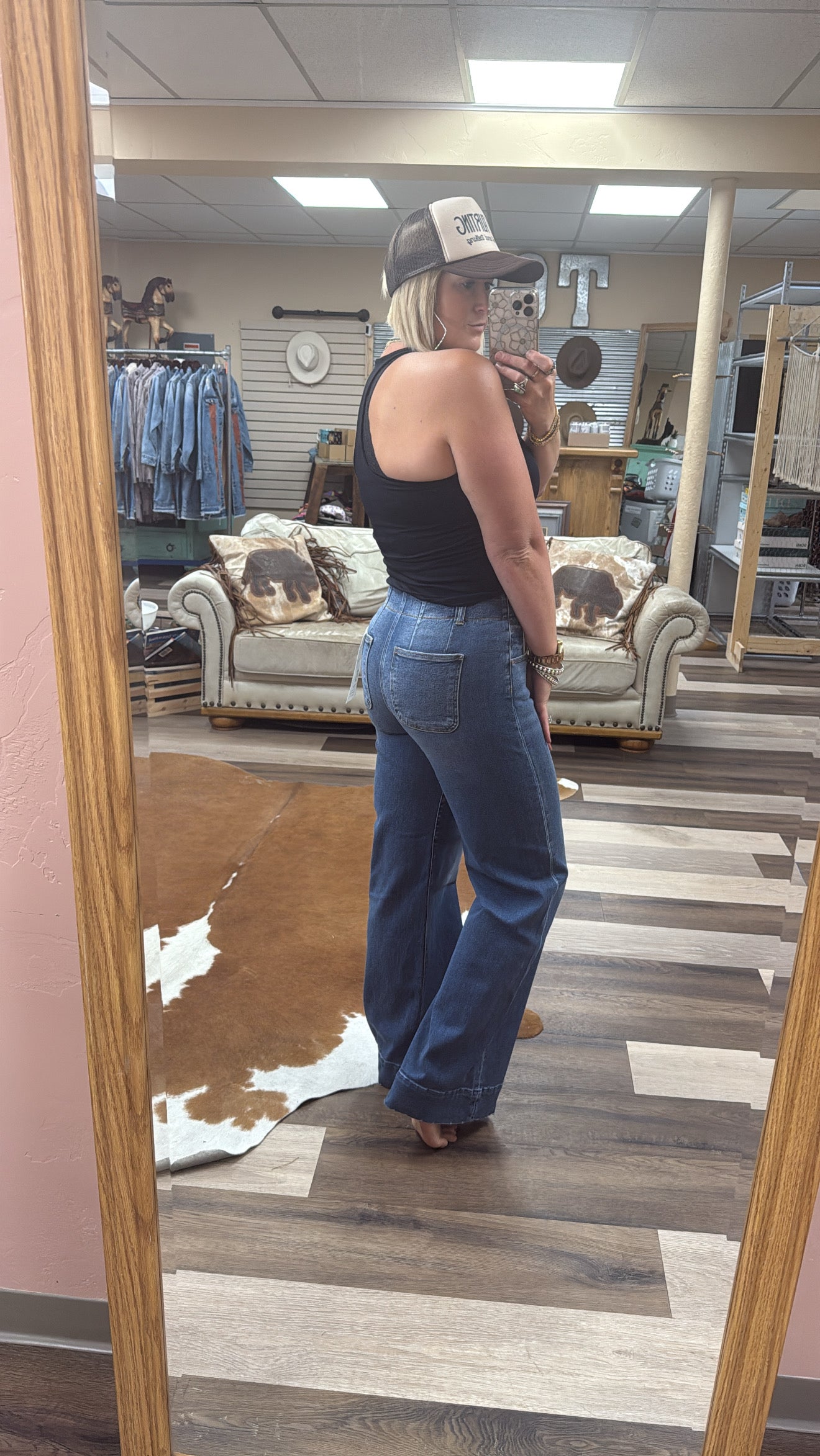 Risen High Rise Ankle Wide Seam Detailed Jeans