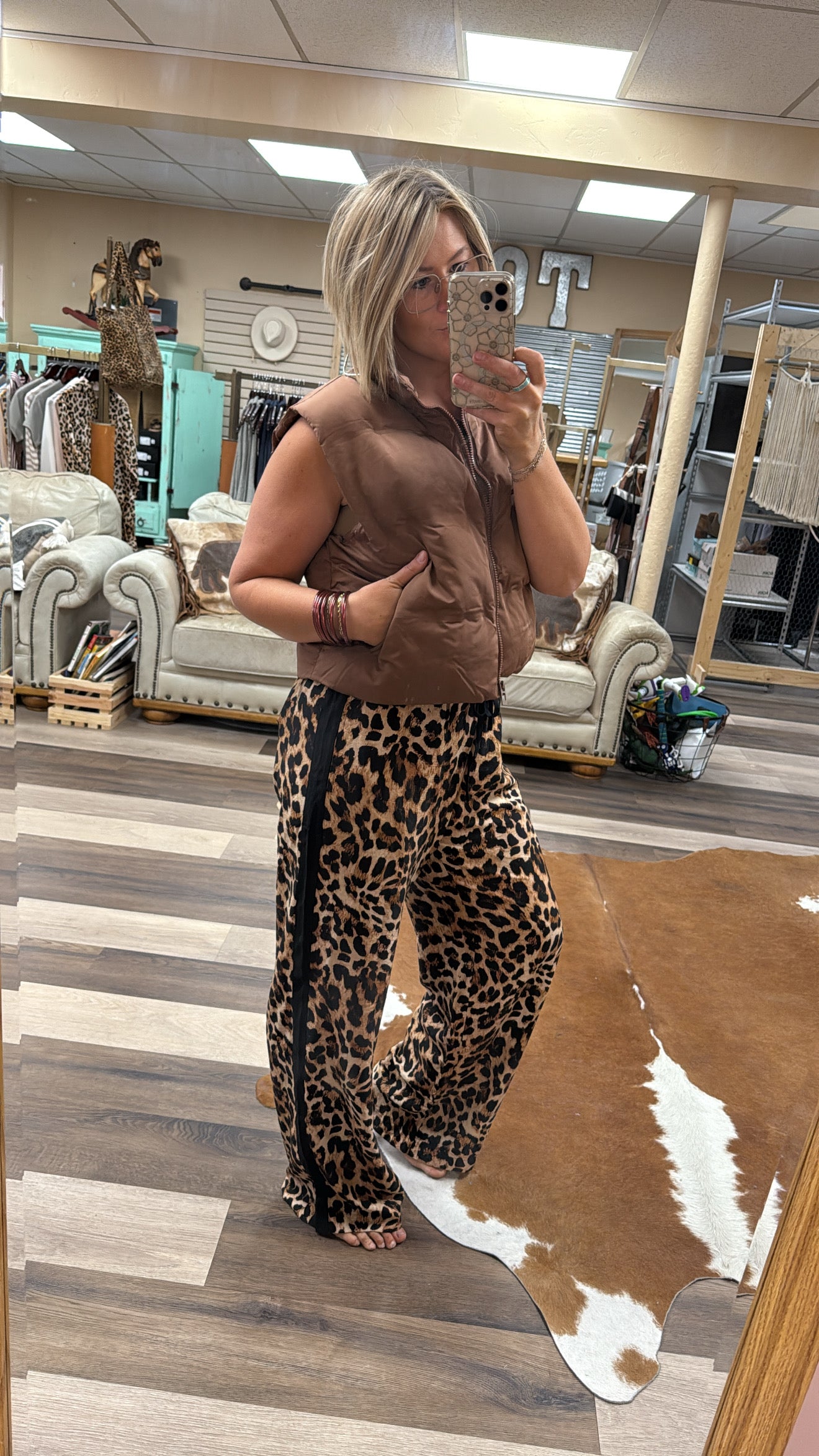 Leopard Side Line Track Pants