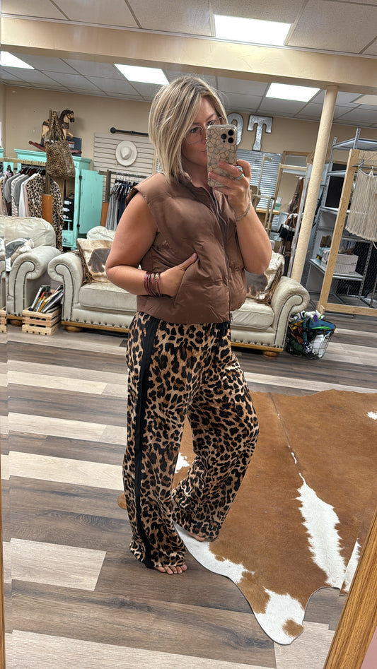 Leopard Side Line Track Pants
