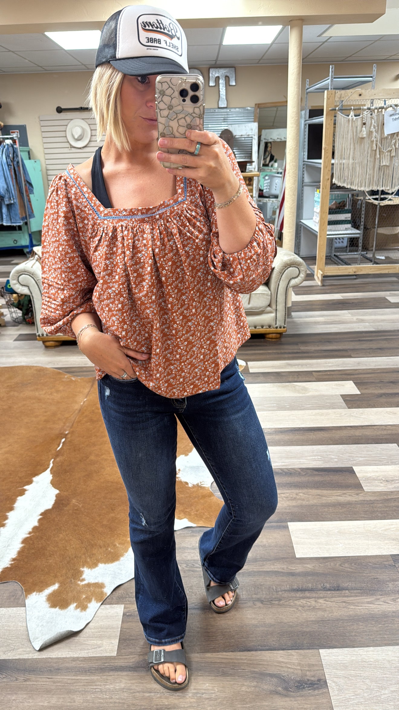 Floral Printed Square Neck Blouse