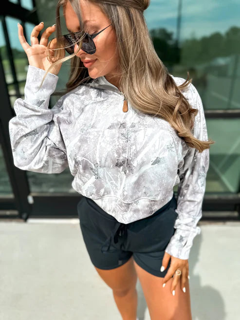 BIRDIE Summer Grey Camo Quarter Zip