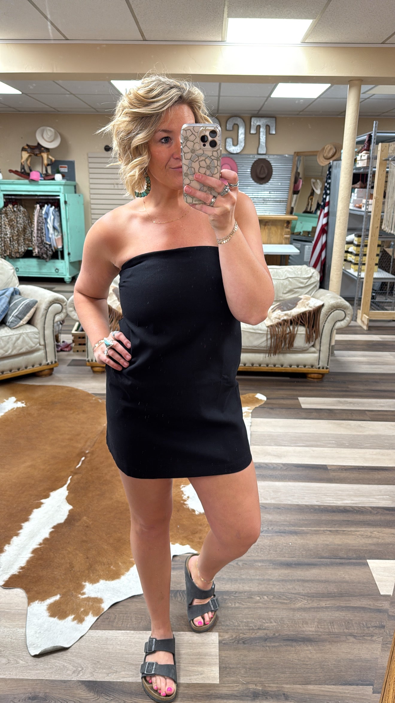 Washed Strapless Mini Dress