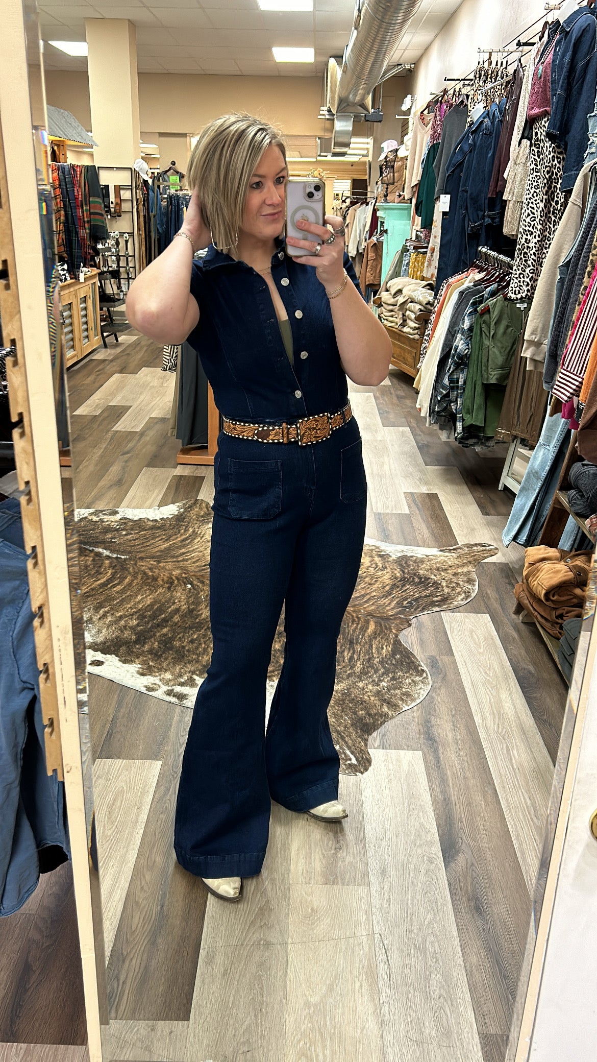 Collared Denim Jumpsuit