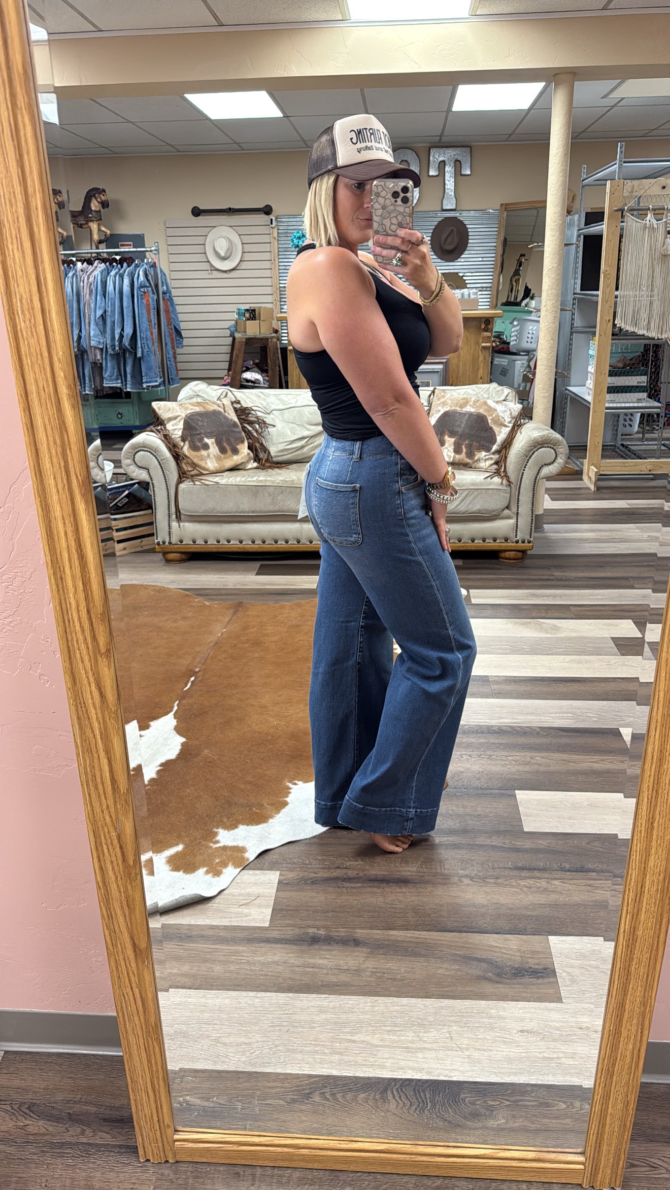 Risen High Rise Ankle Wide Seam Detailed Jeans