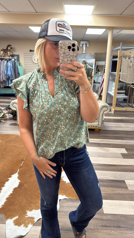 Floral Printed Ruffle Top