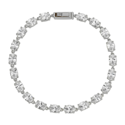 Oval Tennis Bracelet - Rhodium Silver