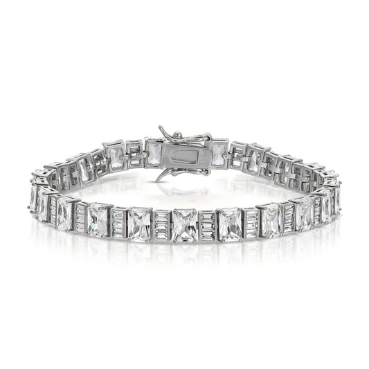 Baguette Tennis Bracelet - Rhodium Silver