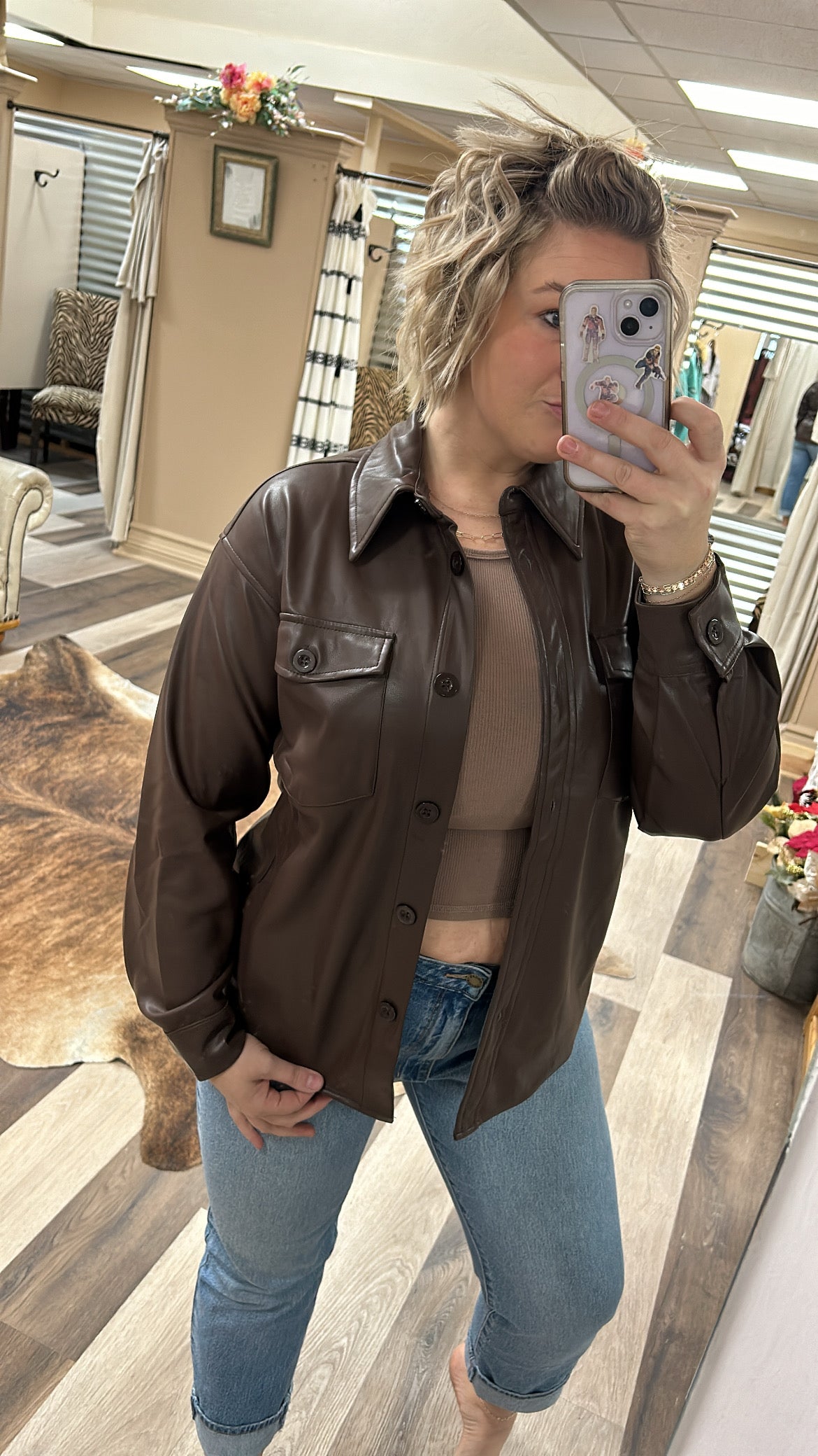 Deep Chocolate Button Front Shacket