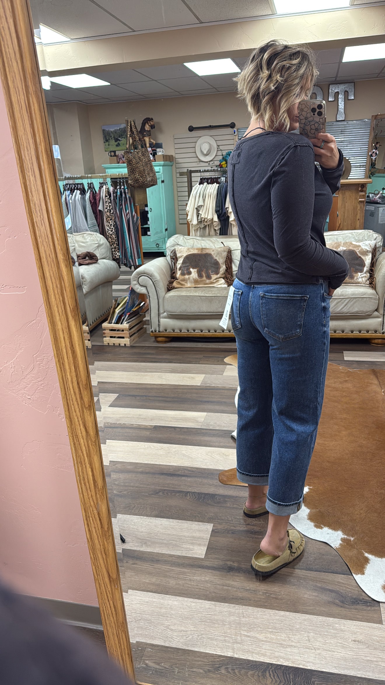 Risen Mid Rise Ankle Boyfriend turn Up Cuffed Jeans