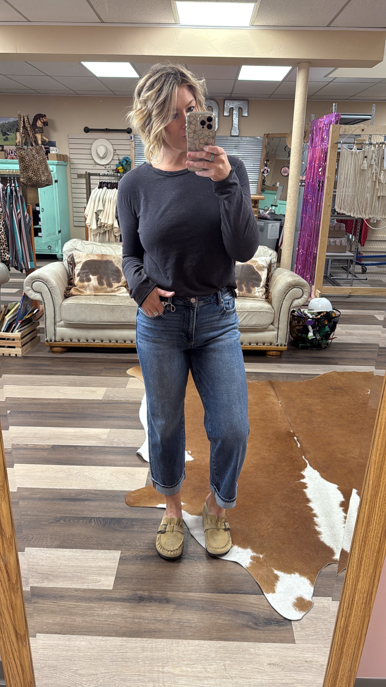 Risen Mid Rise Ankle Boyfriend turn Up Cuffed Jeans