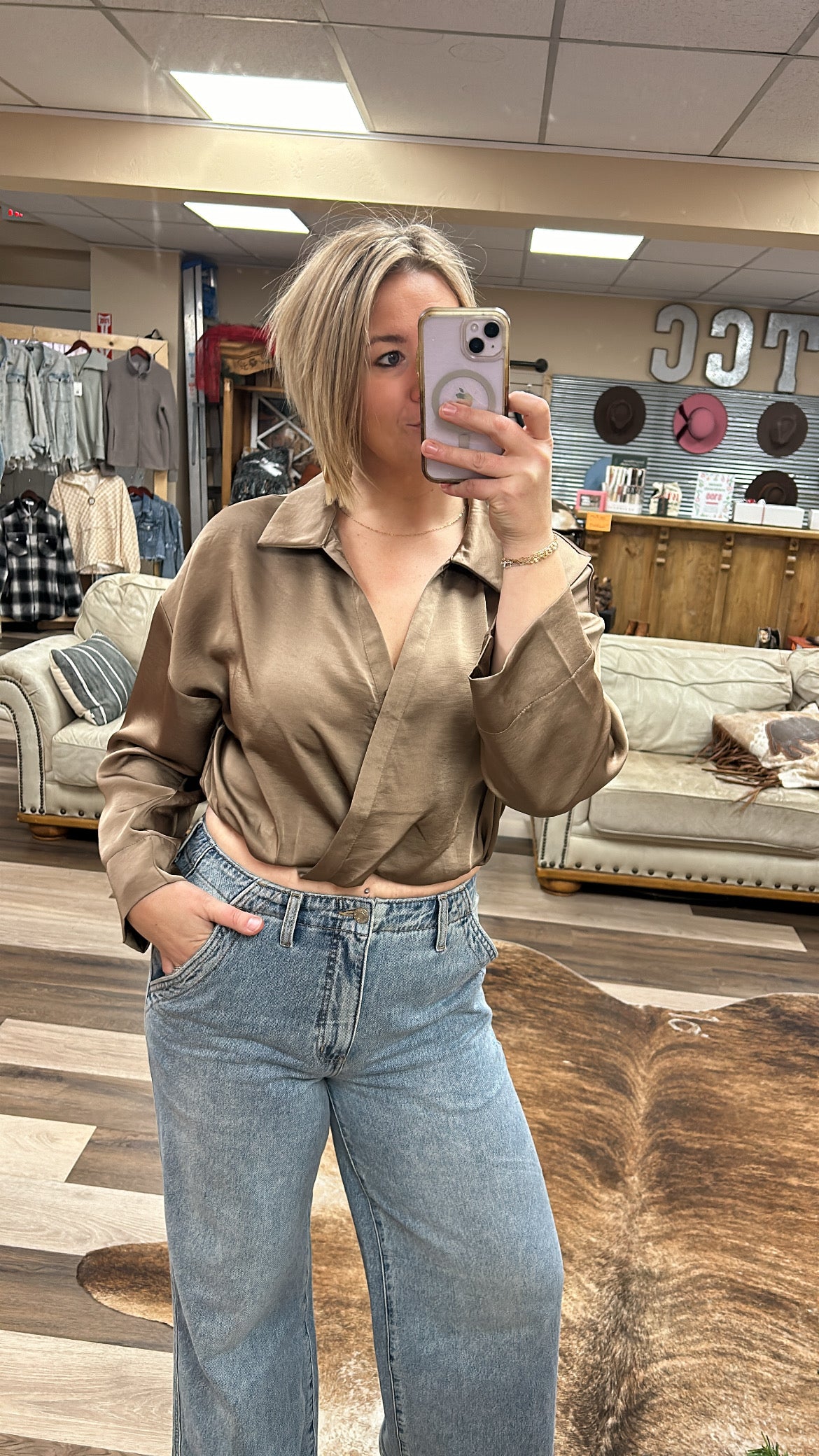 Crop Hem Blouse