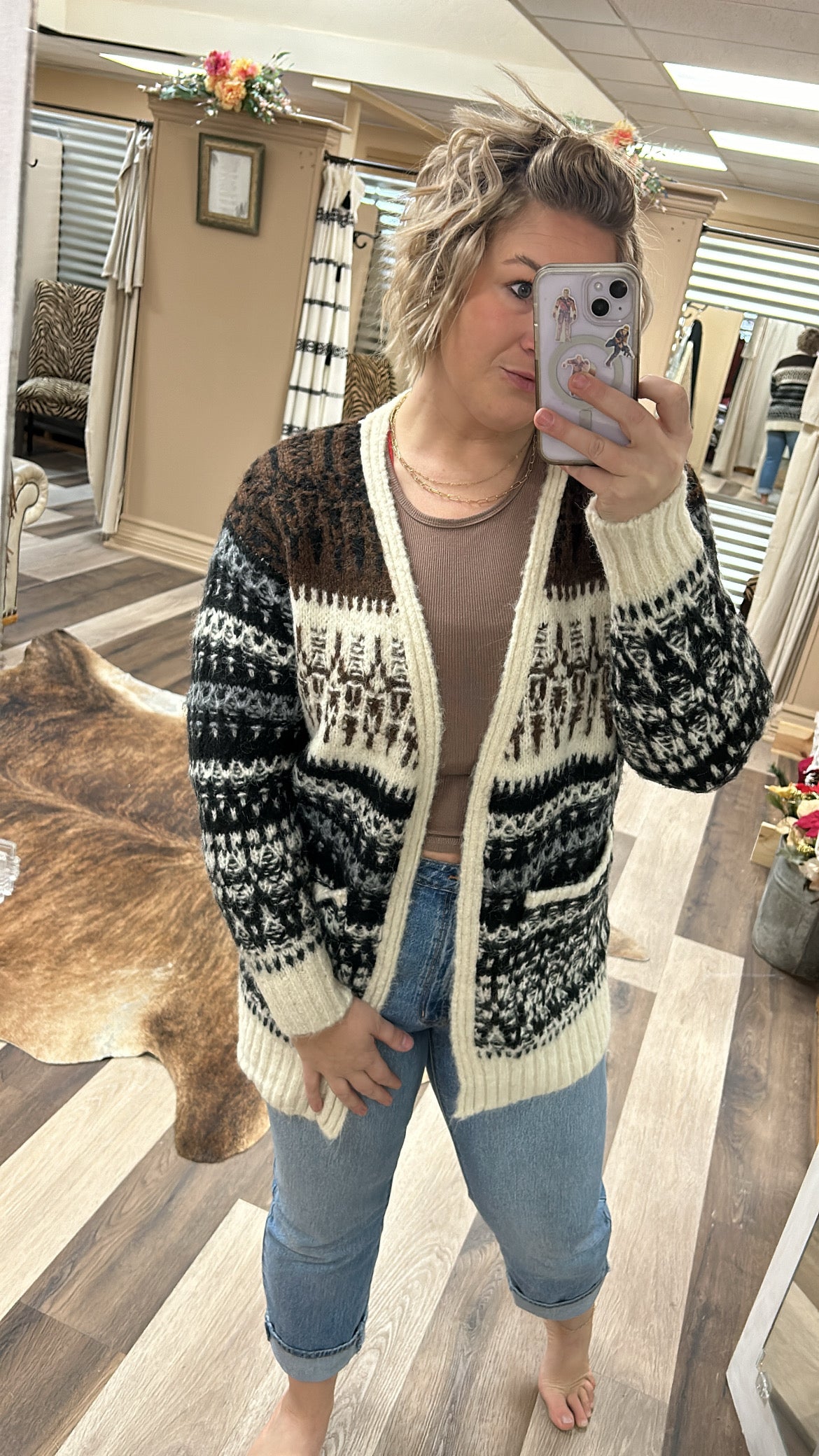 Pattern Pocket Cardigan