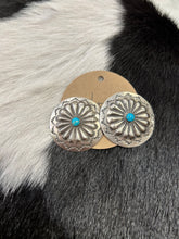 Load image into Gallery viewer, hand stamped concho stud earrings. 

